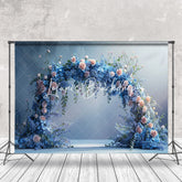 Lofaris Elegant Blue Pink Arch Floral Wedding Photo Backdrop